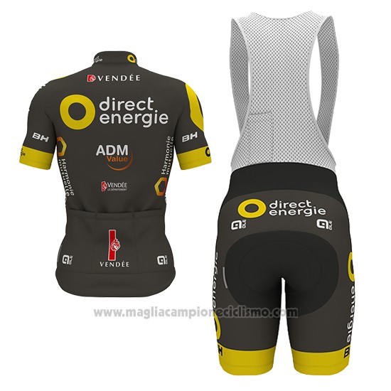 2017 Abbigliamento Ciclismo Direct Energie Marrone Manica Corta e Salopette